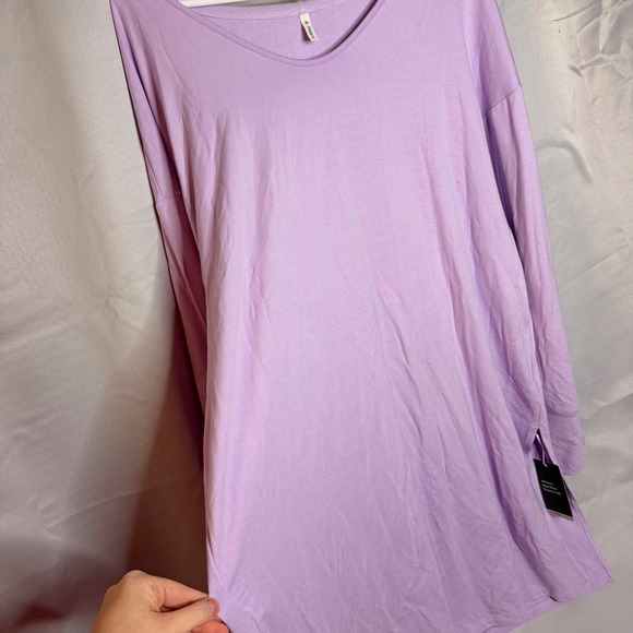 Halara Long Sleeve V Neck Tunic Hoodie Dress Lilac Purple Size L Athleisure NWT - Picture 9 of 14